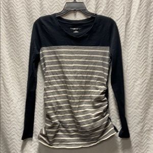 Liz Lange Maternity black & gray striped shirt